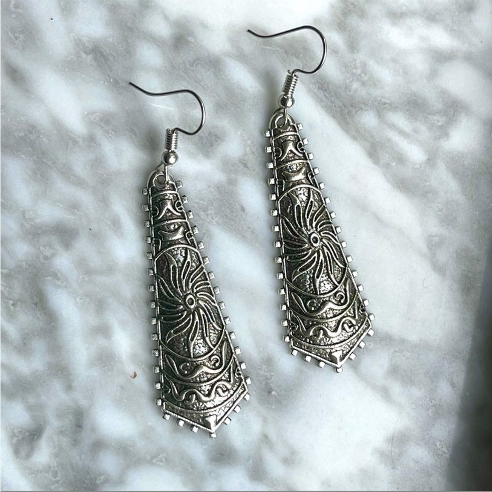Tibetan Silver Dangle Earrings